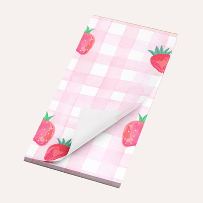 Personalized Strawberry Notepad • Cute Pink Notepad • Custom Name Stationery • Kawaii Strawberry Paper • Gift for Her • Pink Paper Pad
