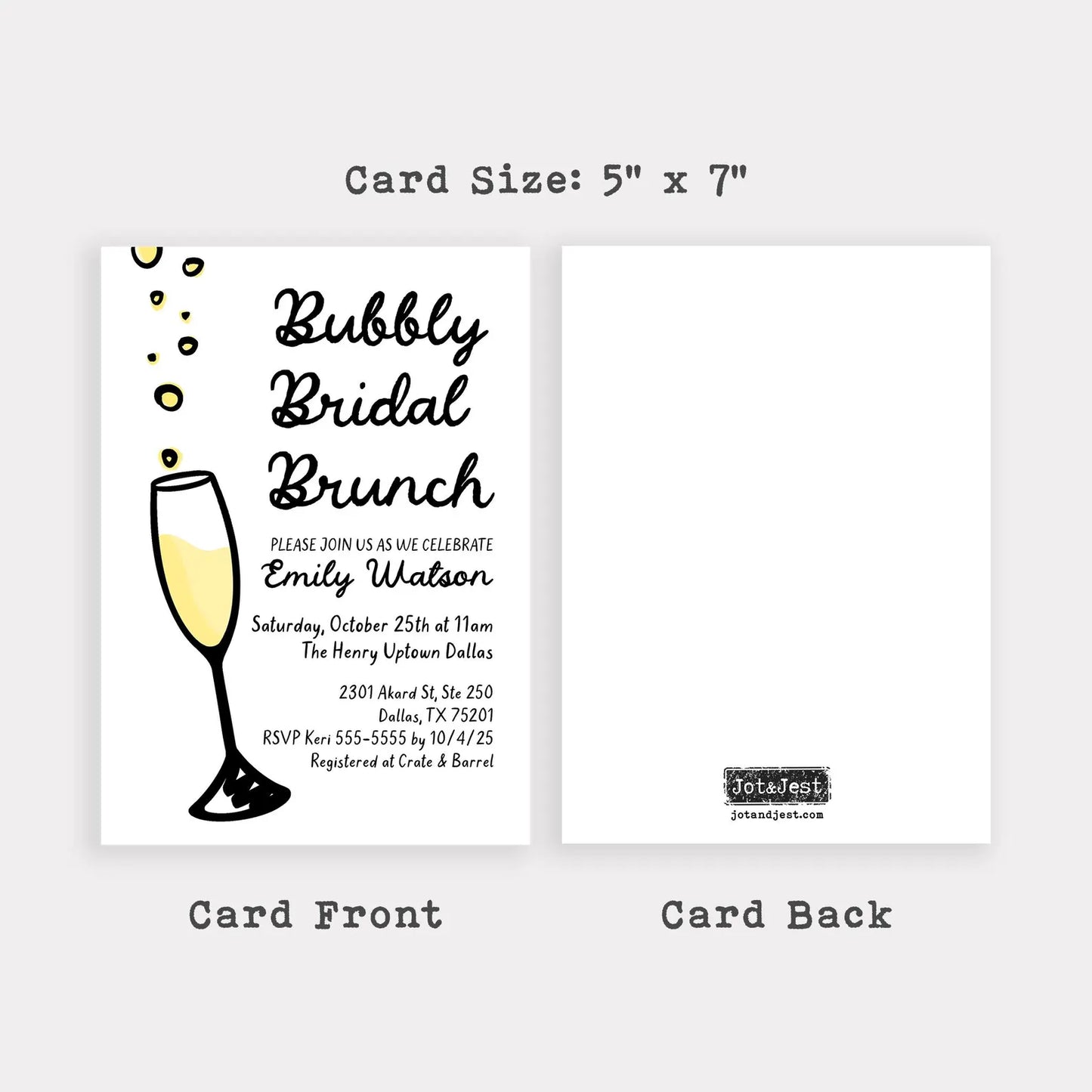 Rosé Bridal Shower Invitation • Bubbly Bridal Brunch Invite • Personalized Bridal Shower Invitation • Save the Date Card