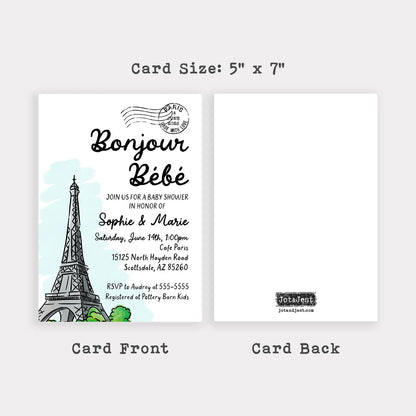 Personalized Paris Baby Shower Invitation • French Paris Theme Baby Shower Invite • Custom Save the Date Card