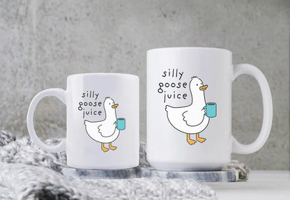 Silly Goose Mug • Silly Goose Juice Coffee Cup • Funny Cartoon Mug • Cute Gag Gift • Quirky Humor Drinkware