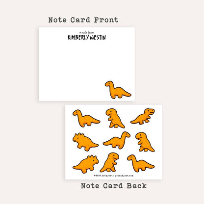 Personalized Dino Nugget Stationery Set • Custom Name Flat Notecards • Cute Cartoon Dinosaur Thank You Cards • Kids Gift • Set of 12