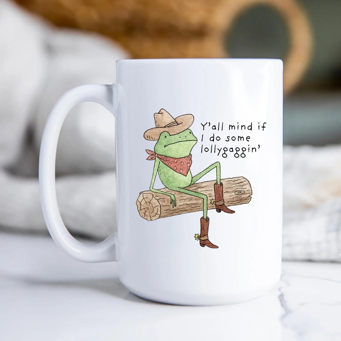Funny Frog Lollygagging Mug • Cartoon Frog Coffee Cup • Y’all Mind If I Do Some Lollygaggin • Southern Country Western Gift