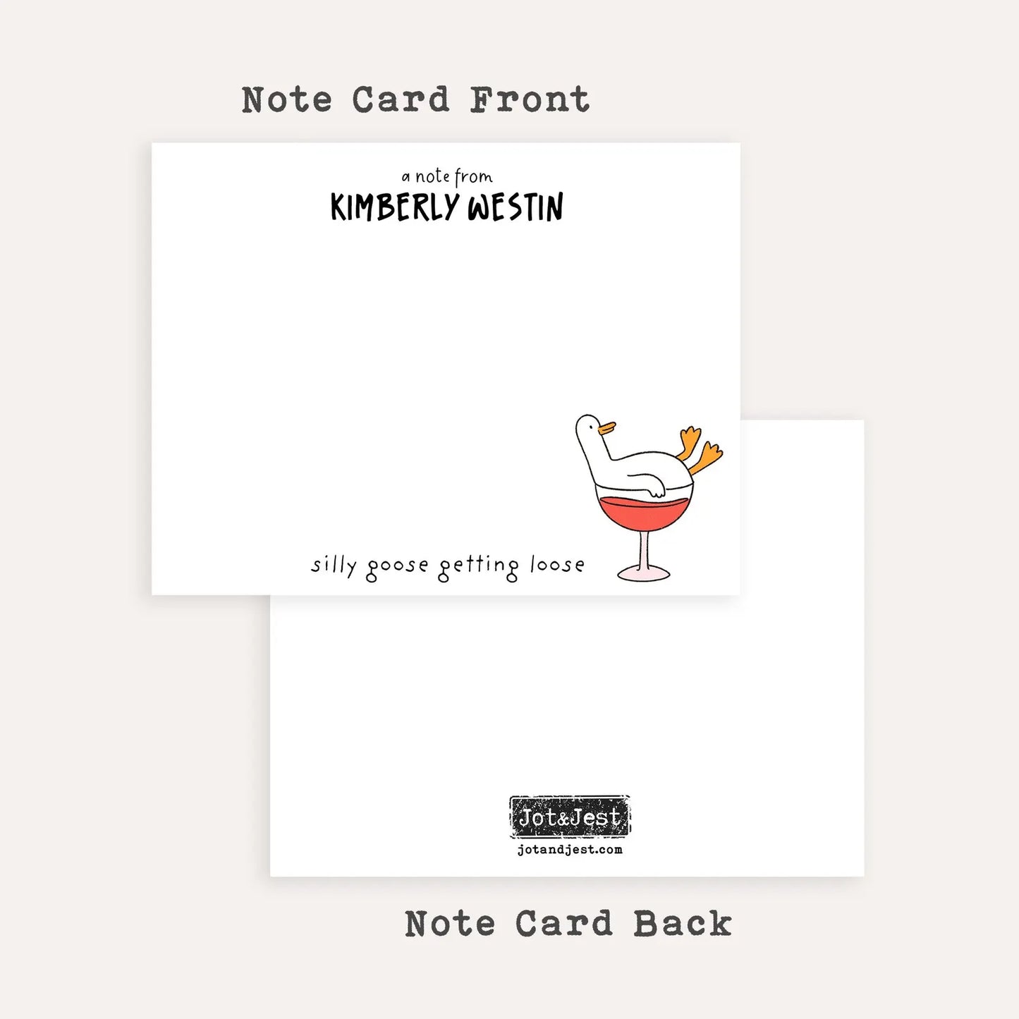 Personalized Silly Goose Stationery Set • Funny Wine Goose Notecards • Custom Name Flat Thank You Cards • Cute Cartoon Gift