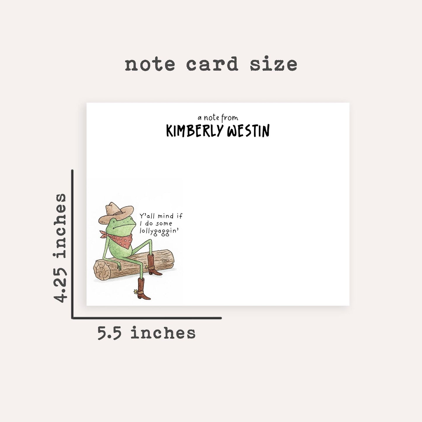 Personalized Western Frog Stationery • Funny Lollygaggin’ Frog Notecards • Custom Name Flat Thank You Cards • Set of 12