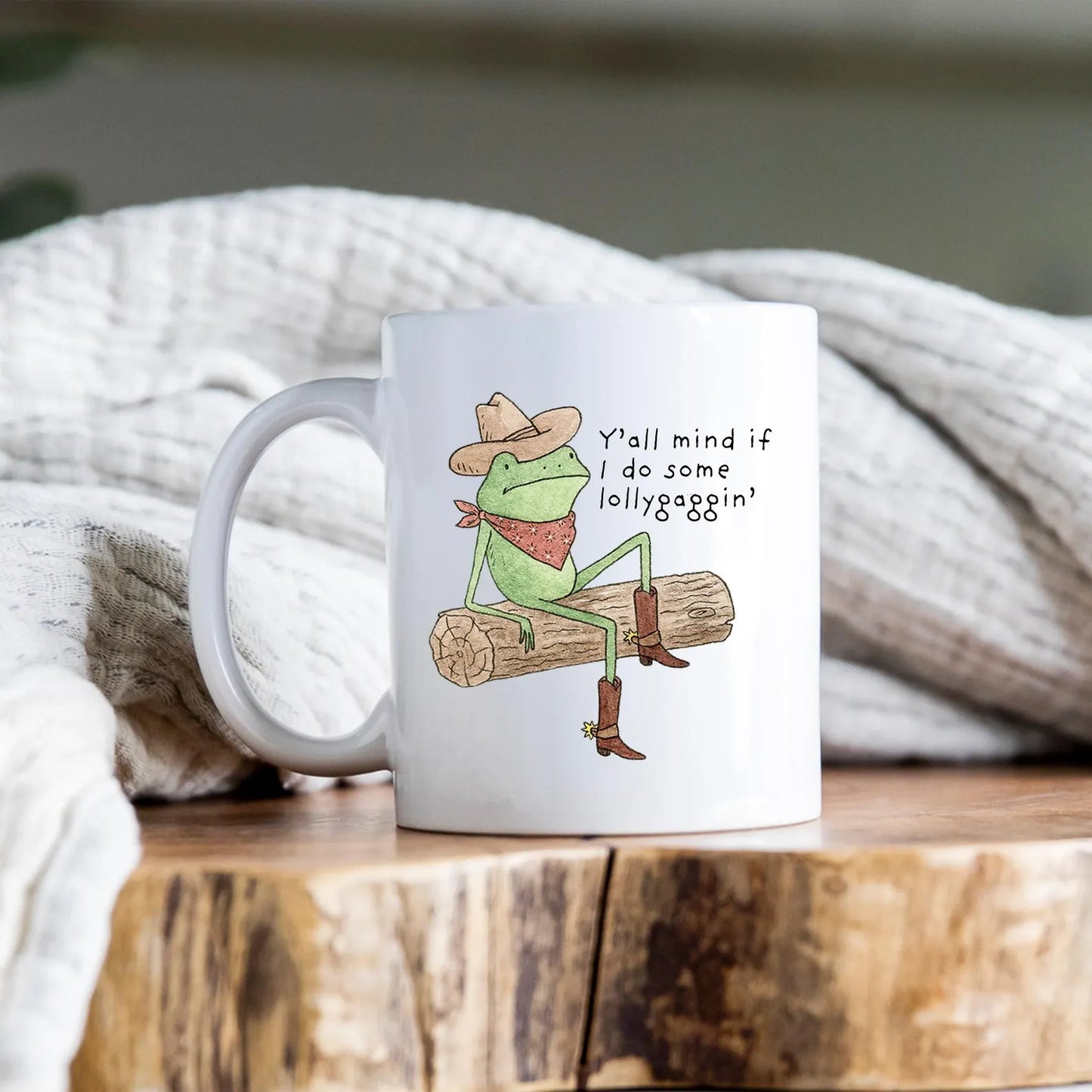 Funny Frog Lollygagging Mug • Cartoon Frog Coffee Cup • Y’all Mind If I Do Some Lollygaggin • Southern Country Western Gift