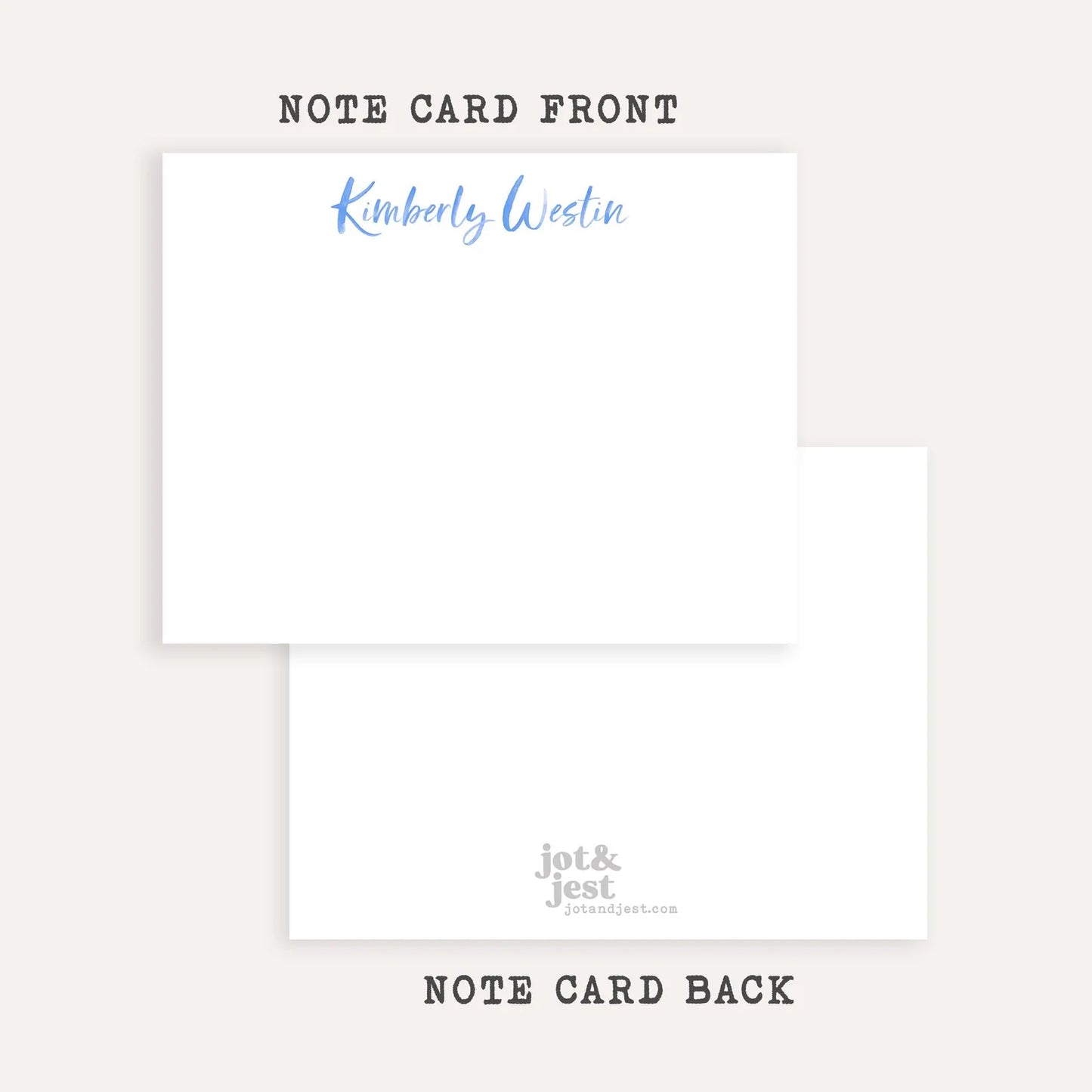 Personalized Couples Name Stationery • Elegant Custom Flat Notecards • Watercolor Name Wedding Thank You Cards • Set of 12