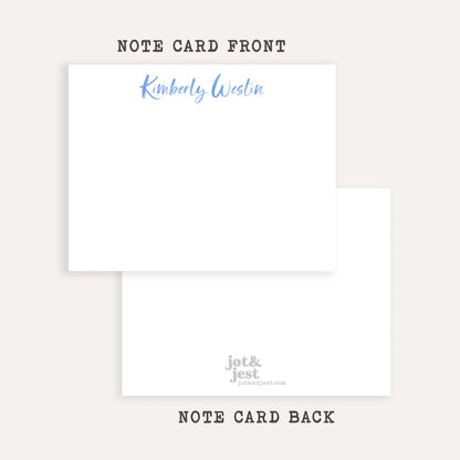 Personalized Couples Name Stationery • Elegant Custom Flat Notecards • Watercolor Name Wedding Thank You Cards • Set of 12