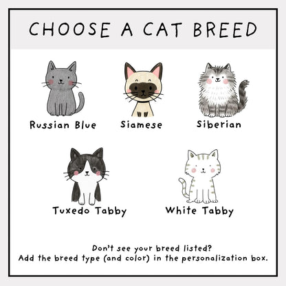 Personalized Cat Breed Stationery Set • Cute Cat Doodle Notecards • Custom Pet Stationery Gift • Set of 12
