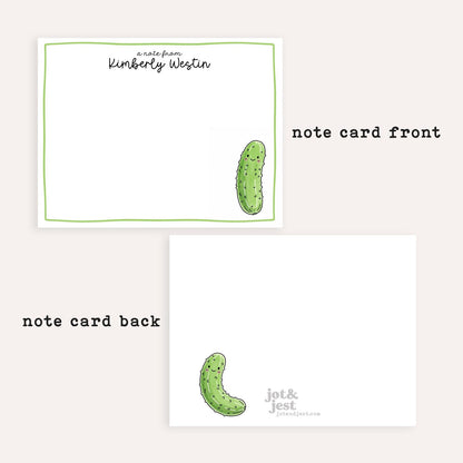 Personalized Pickle Note Cards • Custom Name Stationery • Funny Pickle Notecards • Cute Pickle Thank You Cards • Set of 12