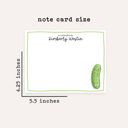 Personalized Pickle Note Cards • Custom Name Stationery • Funny Pickle Notecards • Cute Pickle Thank You Cards • Set of 12
