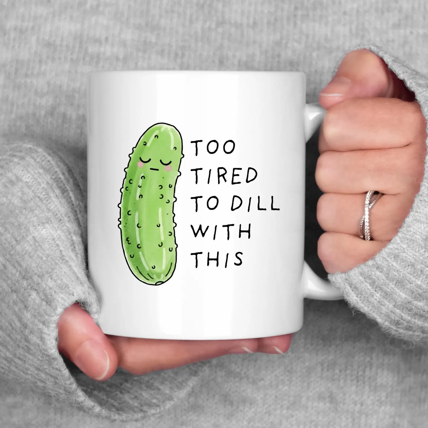 Funny Pickle Mug • Cartoon Pickle Coffee Cup • Sarcastic Big Dill Gift • Cute Pickle Illustration • Choose Your Mug Size