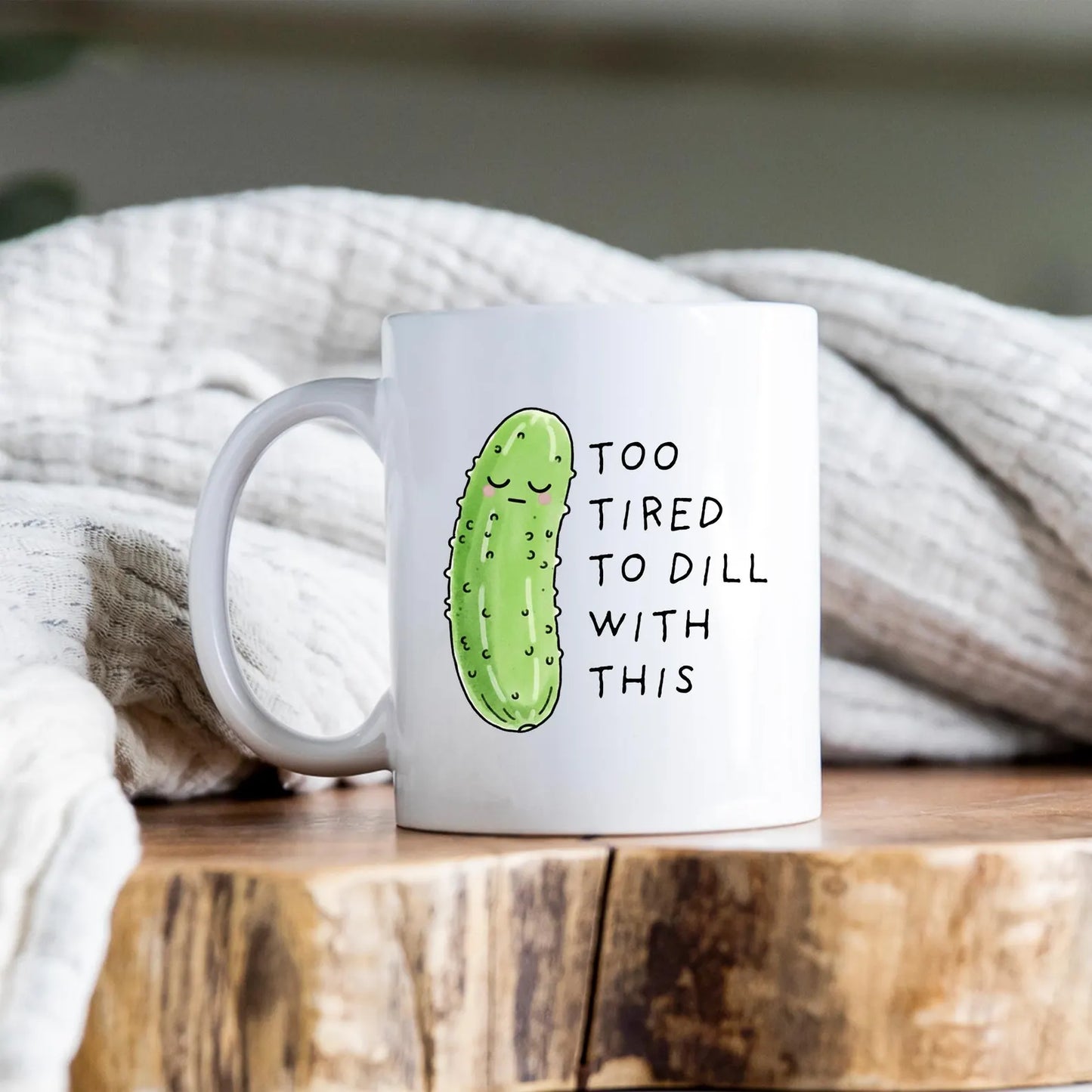 Funny Pickle Mug • Cartoon Pickle Coffee Cup • Sarcastic Big Dill Gift • Cute Pickle Illustration • Choose Your Mug Size