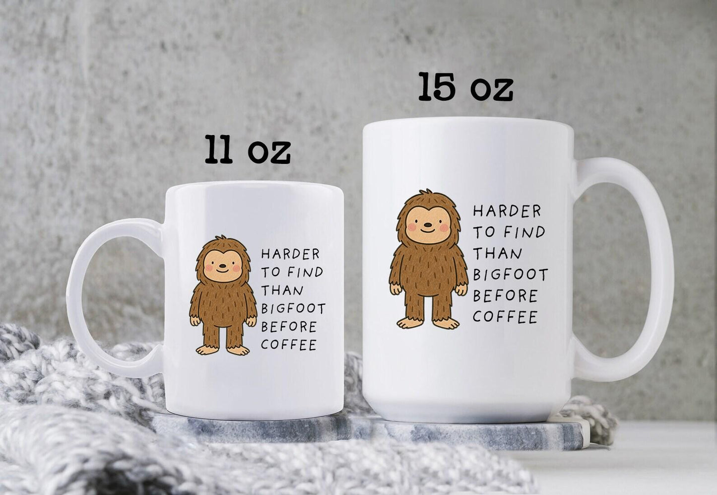 Funny Bigfoot Mug • Cartoon Sasquatch Coffee Cup • Bigfoot Gift for Him • Cute Sasquatch Mug