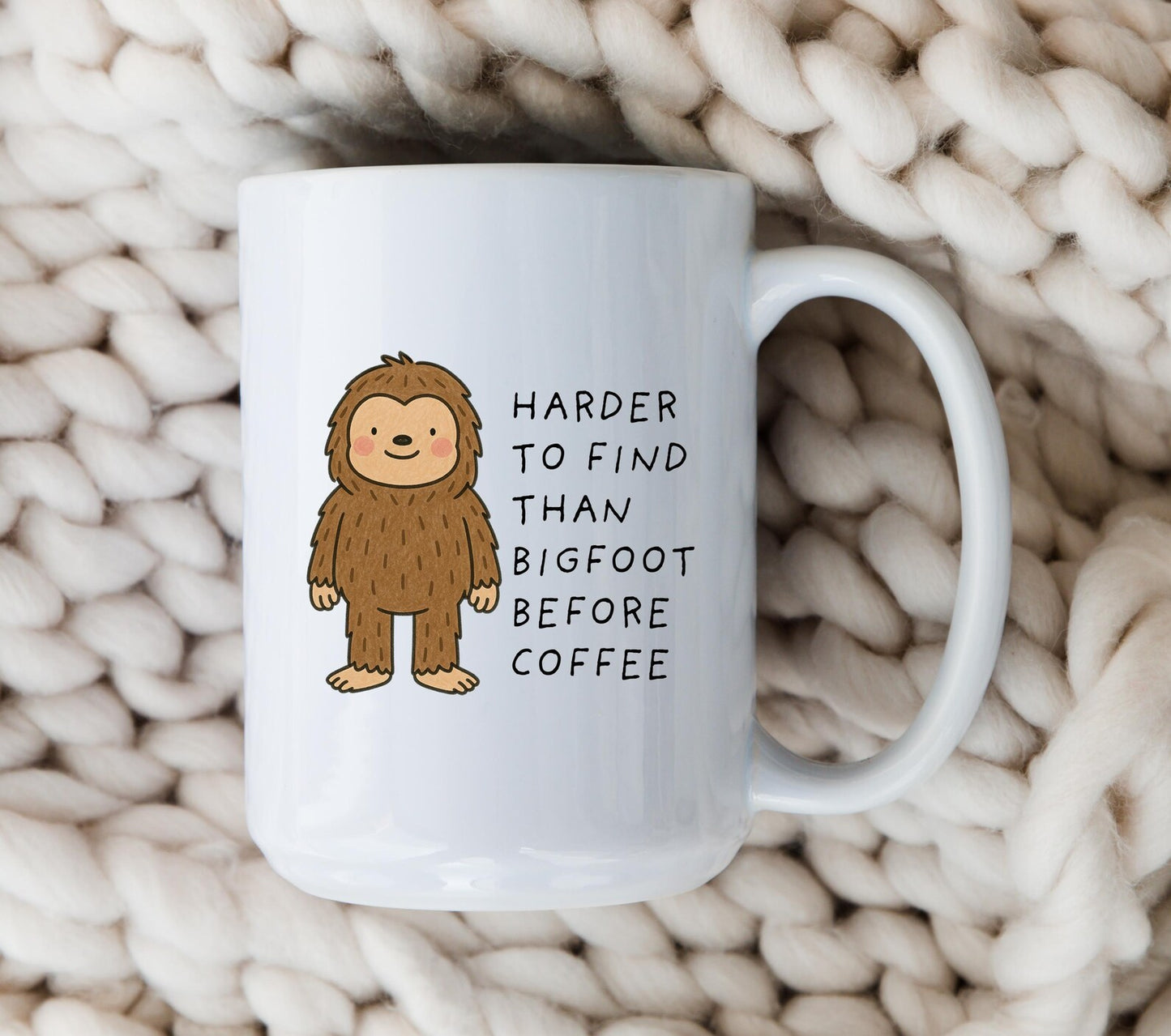 Funny Bigfoot Mug • Cartoon Sasquatch Coffee Cup • Bigfoot Gift for Him • Cute Sasquatch Mug