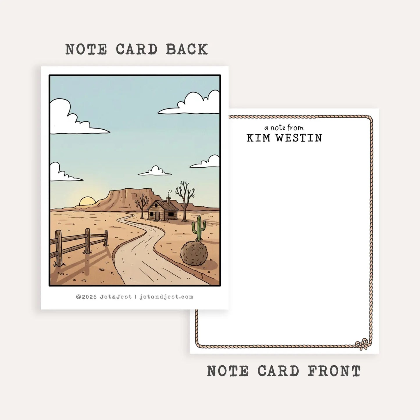 Personalized Country Western Note Cards • Custom Name Stationery • Southwest Flat Notecards • Country Thank You Card Set