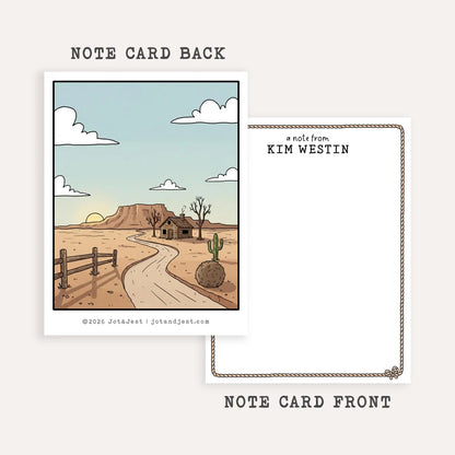 Personalized Country Western Note Cards • Custom Name Stationery • Southwest Flat Notecards • Country Thank You Card Set