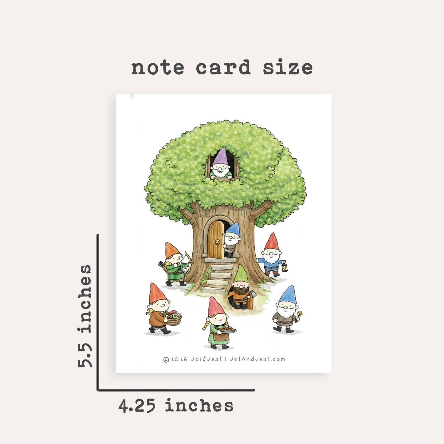 Personalized Gnome Flat Note Cards • Custom Gnome Stationery • Whimsical Gnome Thank You Cards • Custom Name Notecards