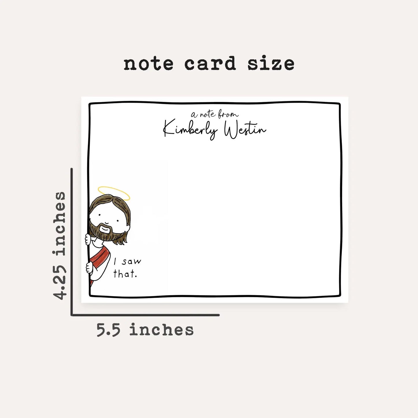 Personalized Jesus Stationery Set • Custom Christian Flat Notecards • Religious Thank You Cards • Custom Name Gift Set of 12 Jesus Saw That