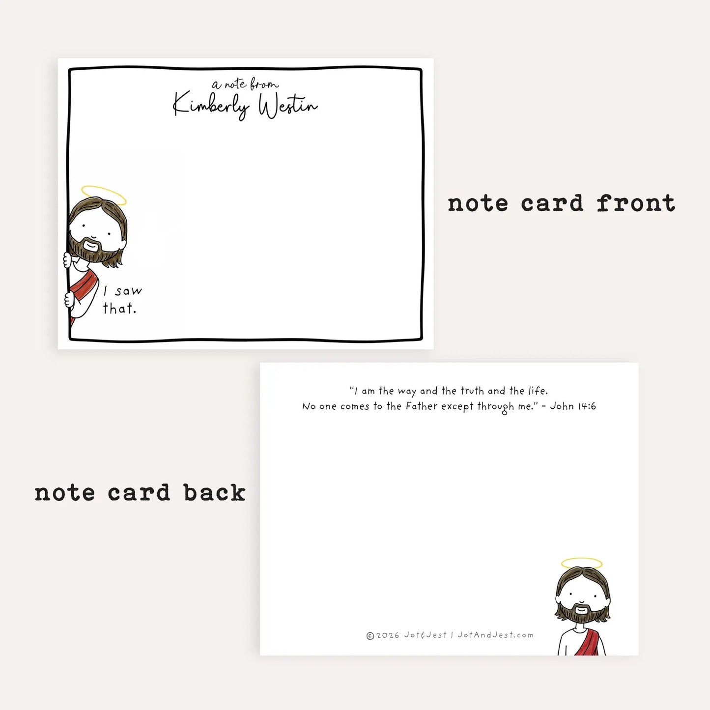 Personalized Jesus Stationery Set • Custom Christian Flat Notecards • Religious Thank You Cards • Custom Name Gift Set of 12 Jesus Saw That