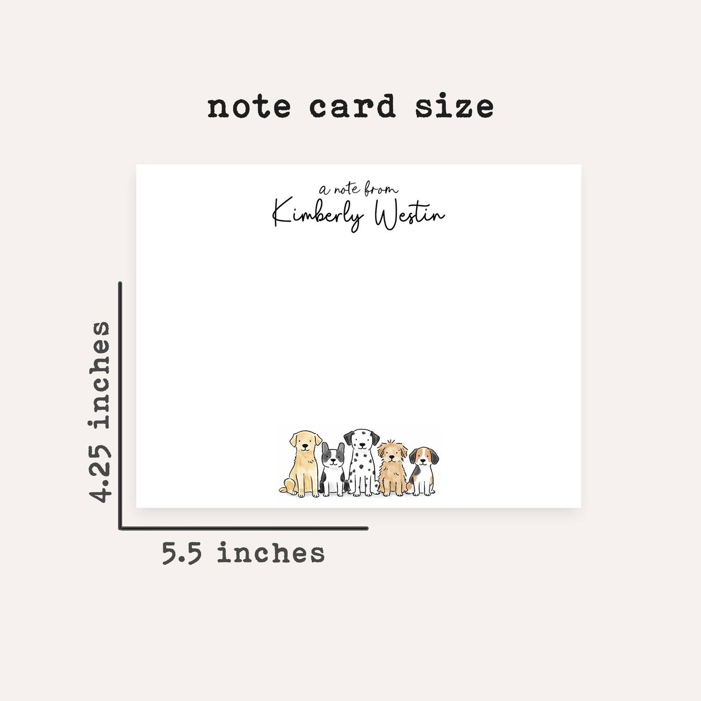 Personalized Dog Stationery Set • Custom Dog Notecards • Cute Cartoon Dog Flat Note Cards • Thank You Notes • Custom Name • Set of 12