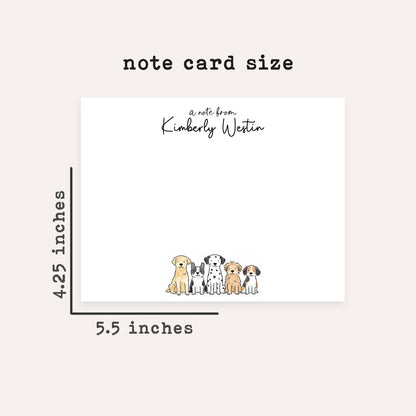 Personalized Dog Stationery Set • Custom Dog Notecards • Cute Cartoon Dog Flat Note Cards • Thank You Notes • Custom Name • Set of 12