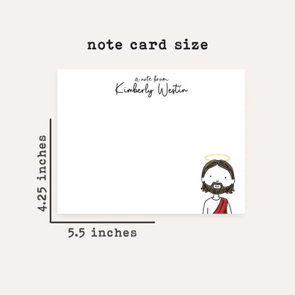 Personalized Jesus Stationery Set • Custom Christian Flat Notecards • Religious Thank You Cards • Custom Name Gift Set of 12