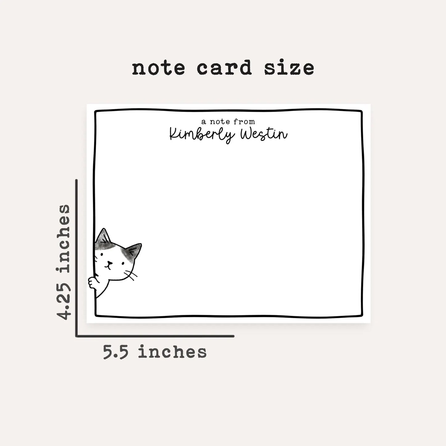Personalized Sneaky Cat Stationery Set • Custom Name Flat Notecards • Cute Cat Thank You Cards • Monogram Stationery Gift • Set of 12 • Sneaky Cats