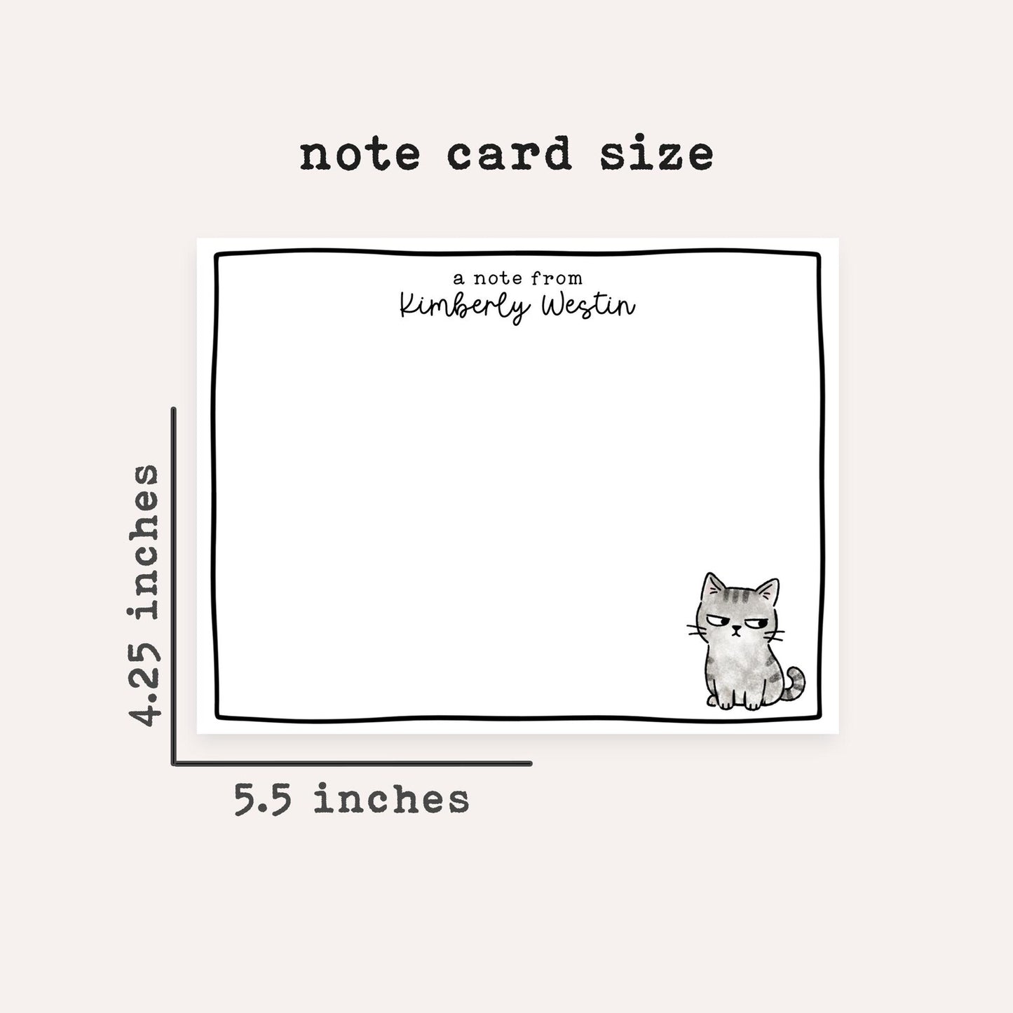 Personalized Suspicious Cat Stationery Set • Custom Name Flat Notecards • Side Eye Cat Thank You Cards • Cute Monogram Gift • Side Eye Cat