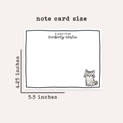 Personalized Suspicious Cat Stationery Set • Custom Name Flat Notecards • Side Eye Cat Thank You Cards • Cute Monogram Gift • Side Eye Cat