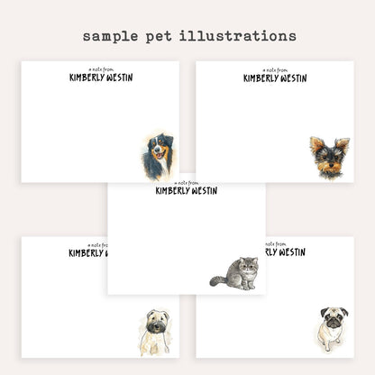 Custom Pet Portrait Stationery Set • Personalized Dog or Cat Notecards • Watercolor Pet Stationery Gift • Set of 12
