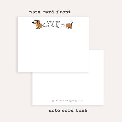 Personalized Dachshund Stationery Set • Custom Name Flat Notecards • Cute Wiener Dog Thank You Cards • Dog Lover Gift