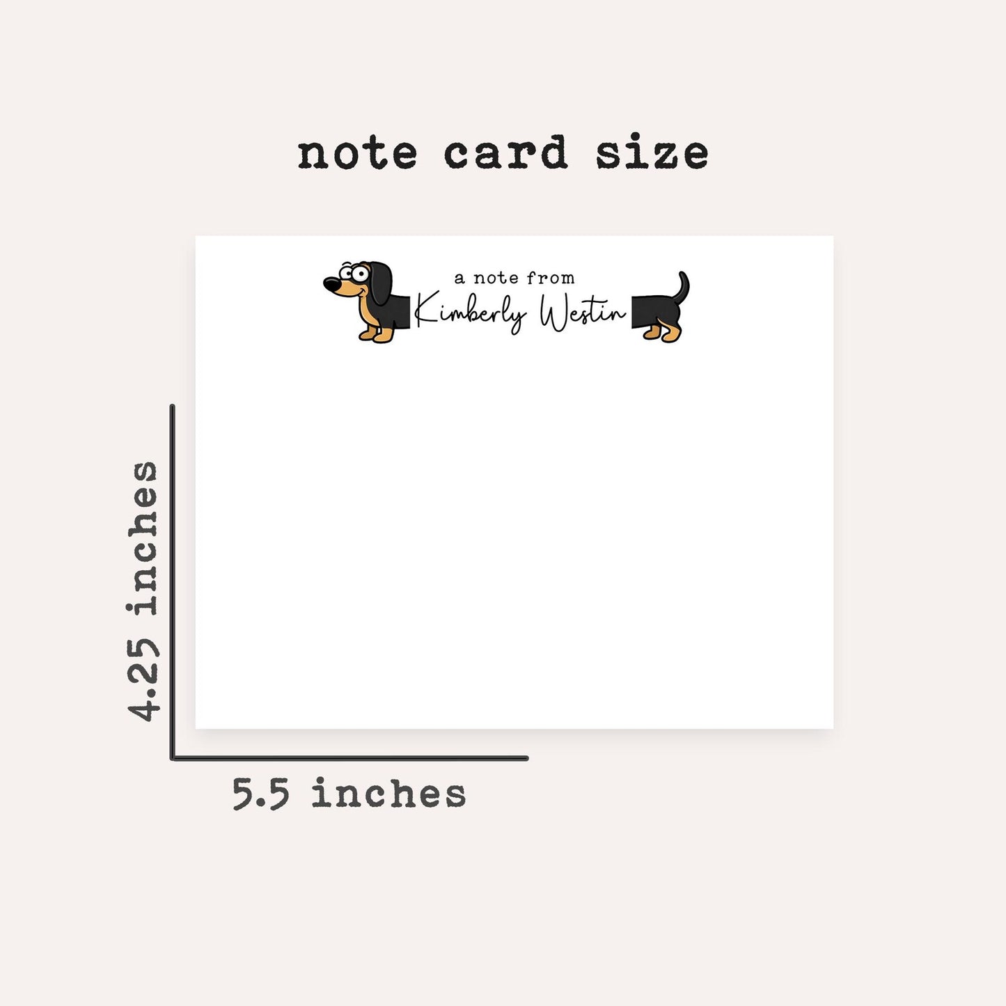 Personalized Dachshund Stationery Set • Custom Name Flat Notecards • Cute Wiener Dog Thank You Cards • Dog Lover Gift