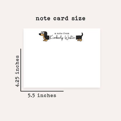 Personalized Dachshund Stationery Set • Custom Name Flat Notecards • Cute Wiener Dog Thank You Cards • Dog Lover Gift