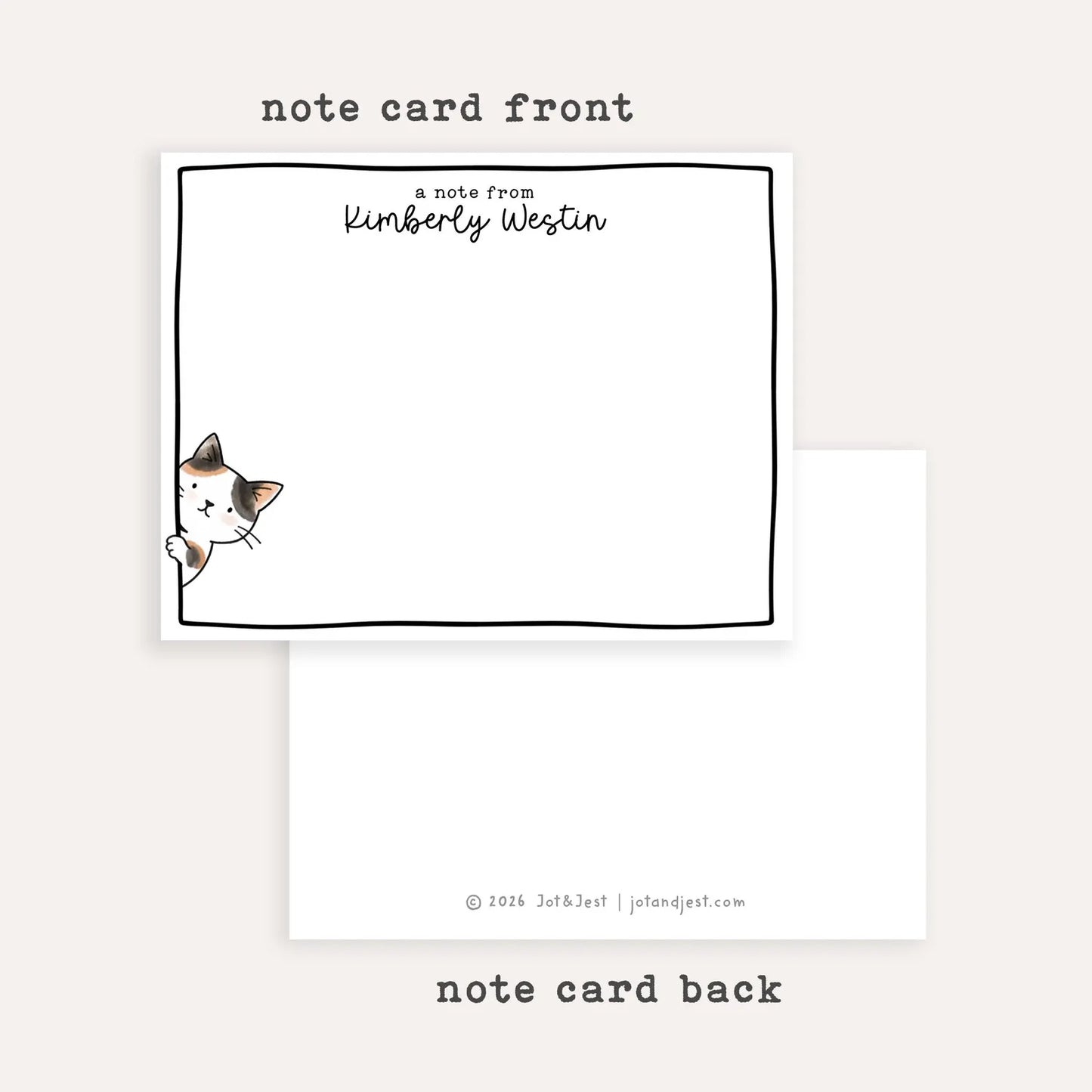 Personalized Sneaky Cat Stationery Set • Custom Name Flat Notecards • Cute Cat Thank You Cards • Monogram Stationery Gift • Set of 12 • Sneaky Cats