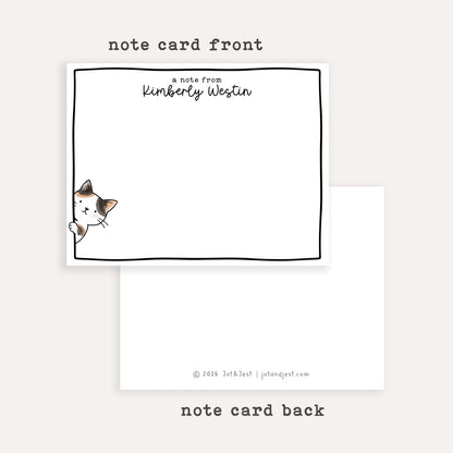 Personalized Sneaky Cat Stationery Set • Custom Name Flat Notecards • Cute Cat Thank You Cards • Monogram Stationery Gift • Set of 12 • Sneaky Cats