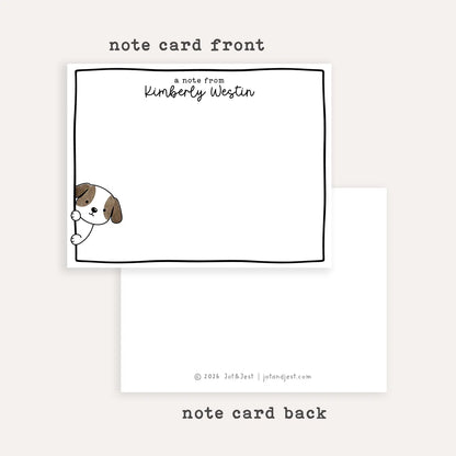 Personalized Dog Stationery Set • Custom Name Flat Notecards • Cute Dog Thank You Cards • Monogram Stationery Gift • Set of 12 • Sneaky Dogs