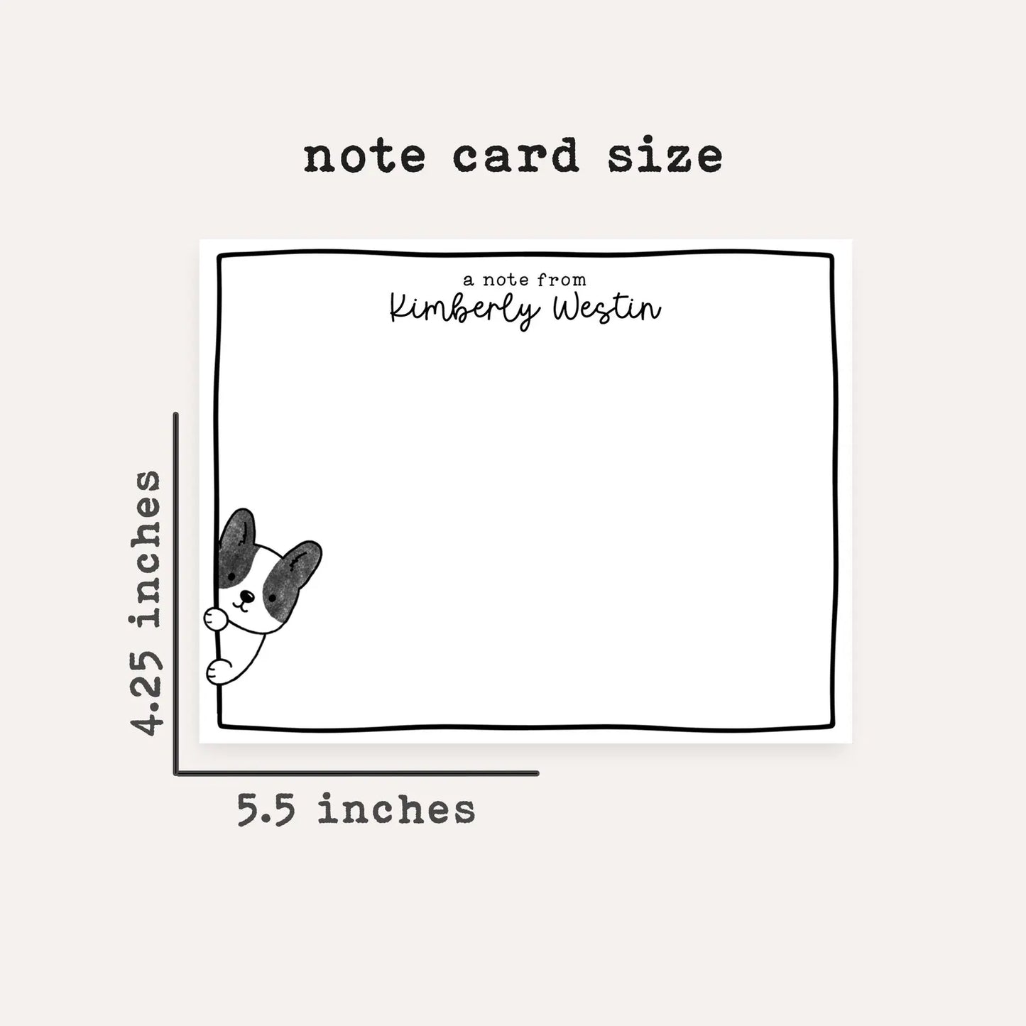 Personalized Dog Stationery Set • Custom Name Flat Notecards • Cute Dog Thank You Cards • Monogram Stationery Gift • Set of 12 • Sneaky Dogs