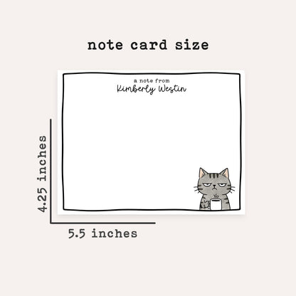 Personalized Grumpy Cat Stationery Set • Custom Name Flat Notecards • Funny Grumpy Cat Thank You Cards • Cat Lover Gift • Set of 12