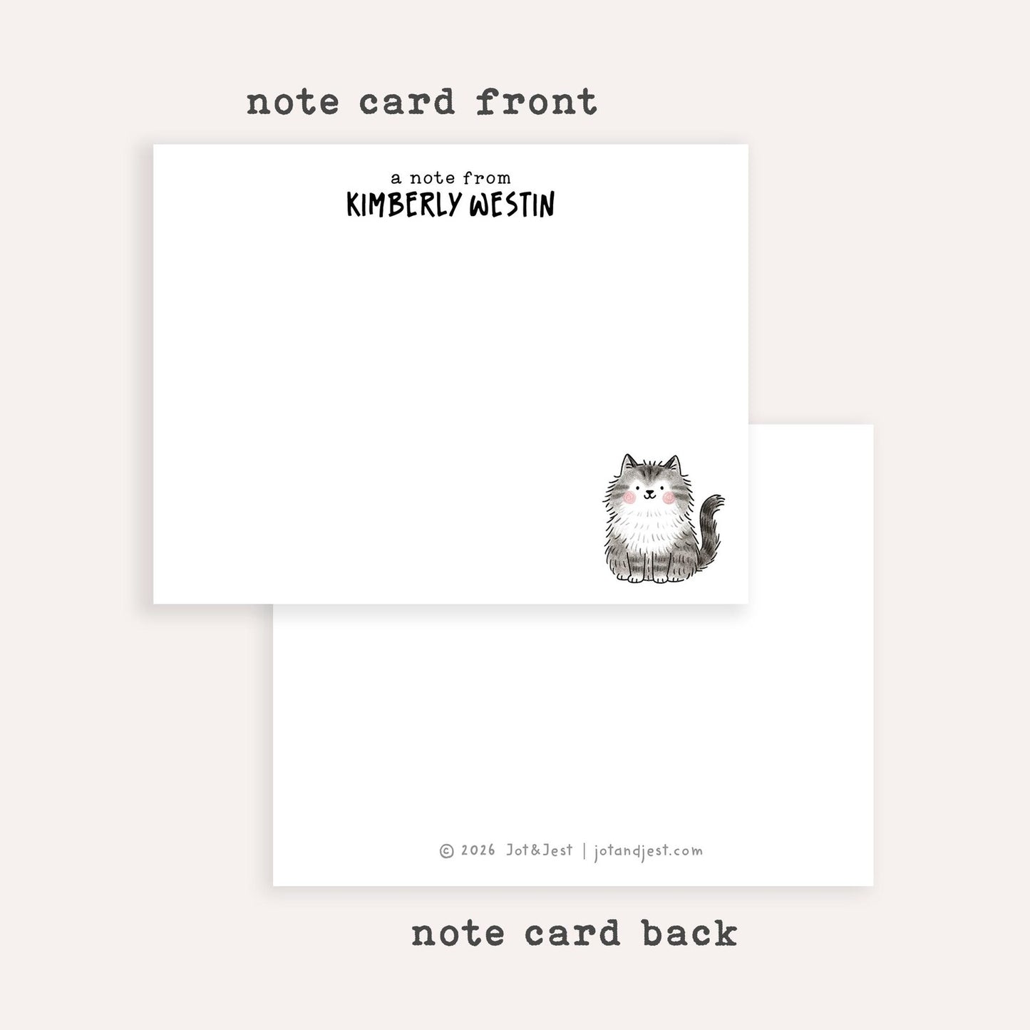 Personalized Cat Breed Stationery Set • Cute Cat Doodle Notecards • Custom Pet Stationery Gift • Set of 12