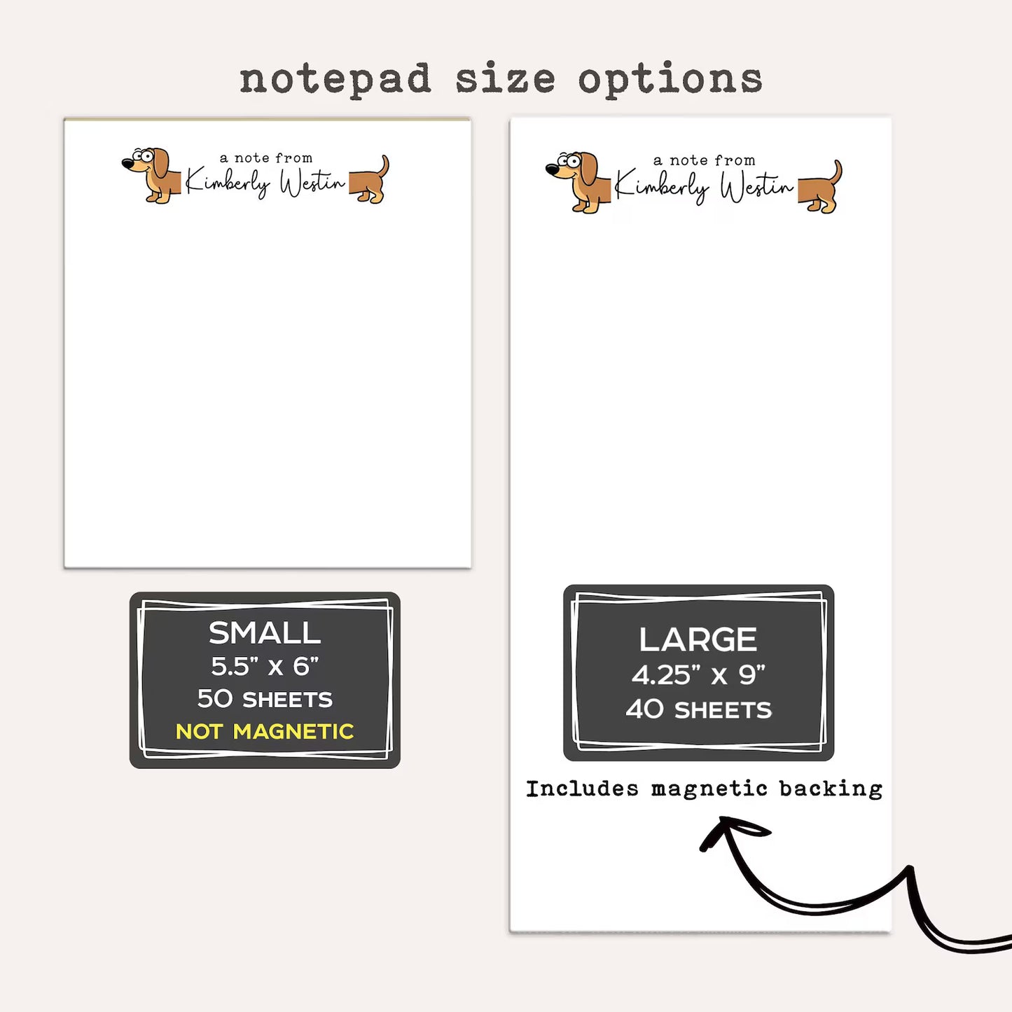 Personalized Dachshund Notepad • Custom Wiener Dog Notepad • Cute Dog Stationery • Dog Lover Gift