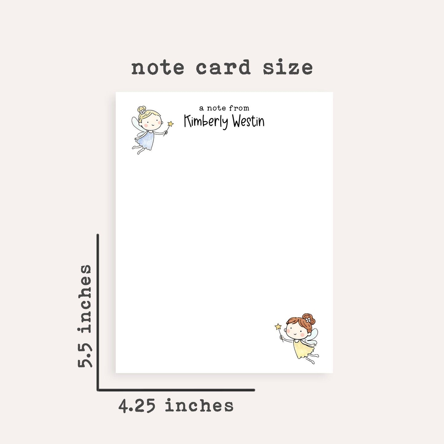 Personalized Fairy Flat Note Cards • Custom Fairy Stationery • Whimsical Fairy Thank You Cards • Custom Name Notecards Gift