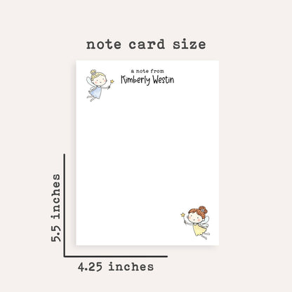 Personalized Fairy Flat Note Cards • Custom Fairy Stationery • Whimsical Fairy Thank You Cards • Custom Name Notecards Gift