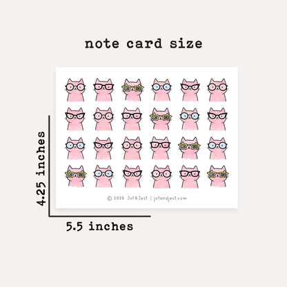 Personalized Pink Cat Stationery Set • Custom Name Flat Notecards • Cute Cat Thank You Cards • Cat Lover Gift • Set of 12