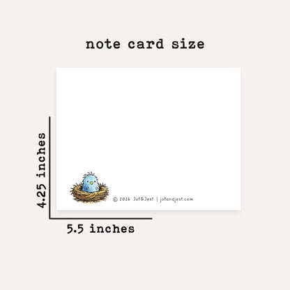 Personalized Scruffy Bird Stationery Set • Custom Name Flat Notecards • Cute Bird Thank You Cards • Bird Lover Gift • Set of 12