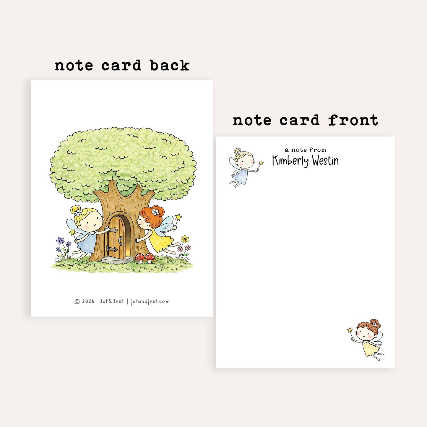 Personalized Fairy Flat Note Cards • Custom Fairy Stationery • Whimsical Fairy Thank You Cards • Custom Name Notecards Gift