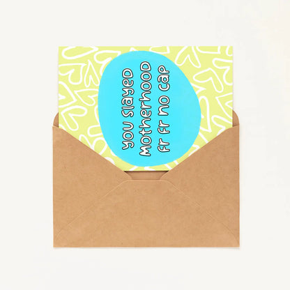 Gen Z Mother’s Day Card • You Slayed Motherhood Mom Card • Funny Mom Card • Trendy Mom Card • Happy Mother’s Day