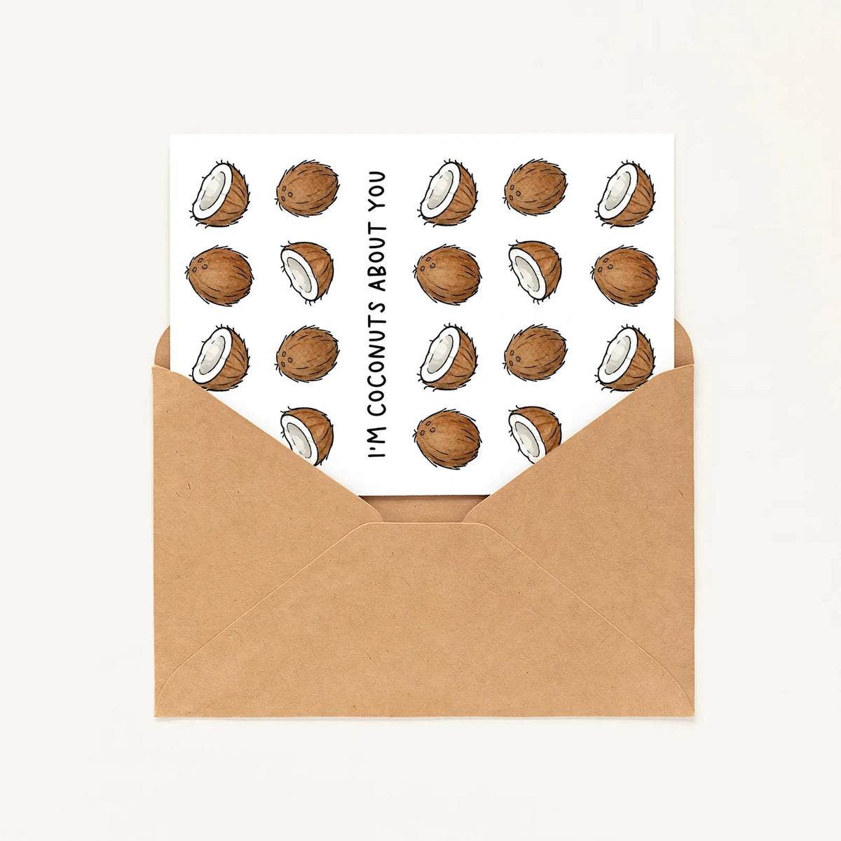 Funny Coconut Card • Coconuts About You Card • Flirty Anniversary or Valentine’s Card • Cute Coconut Crush Card