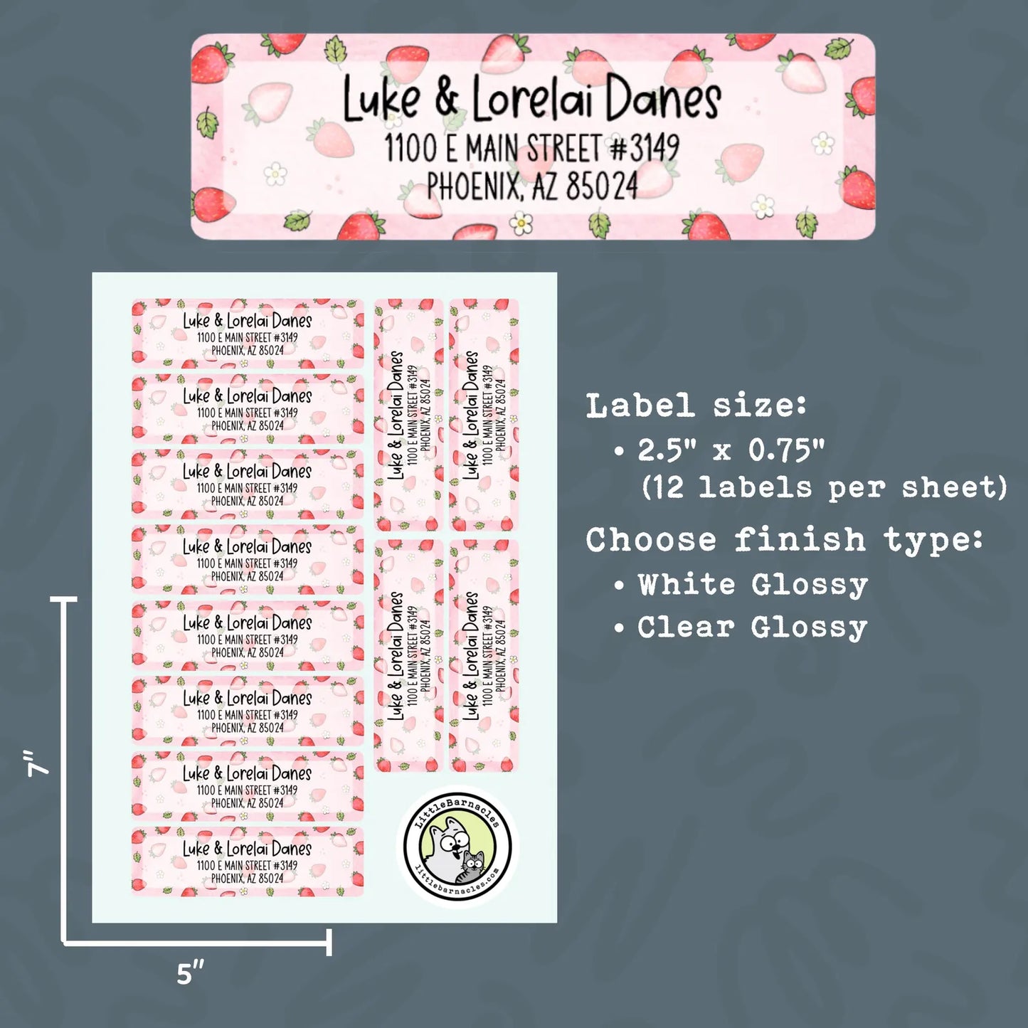 Strawberry Return Address Labels • Personalized Mailing Stickers • Custom Fruit Address Labels • Berry Return Labels • Custom Name Labels