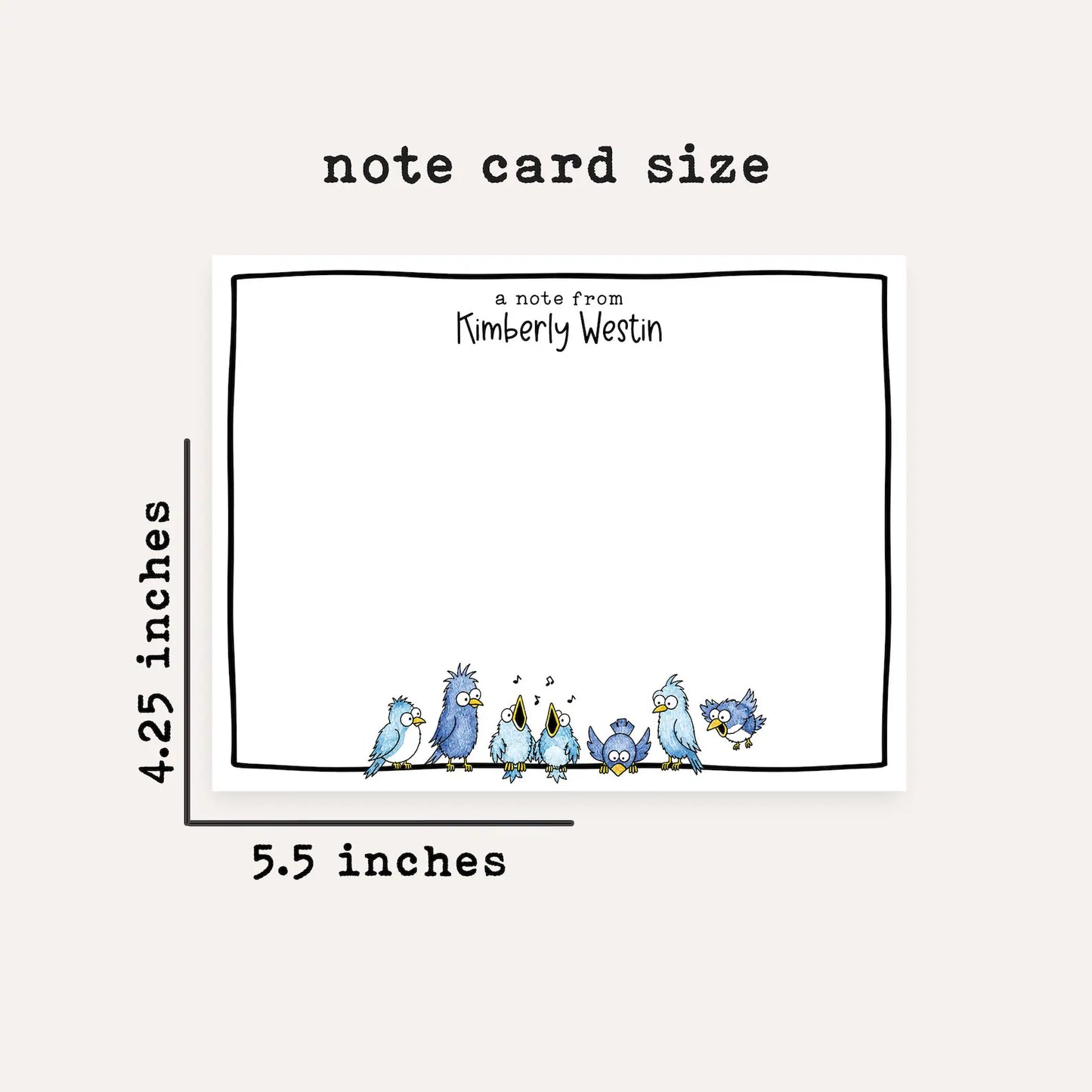 Personalized Bird Stationery Set • Custom Name Flat Notecards • Cute Bird Thank You Cards • Monogram Stationery • Set of 12