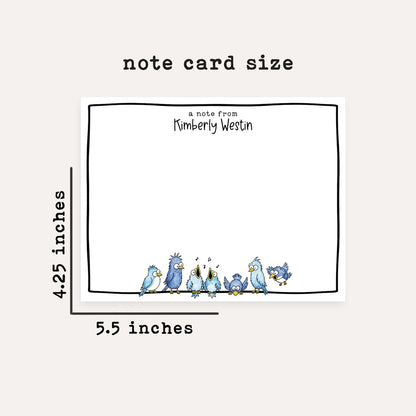 Personalized Bird Stationery Set • Custom Name Flat Notecards • Cute Bird Thank You Cards • Monogram Stationery • Set of 12
